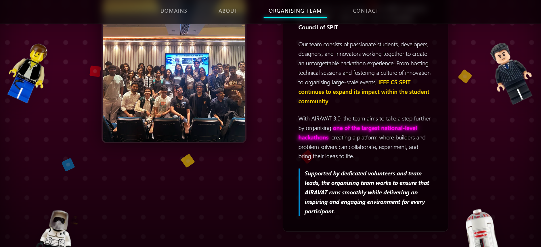 Organising Team Screen